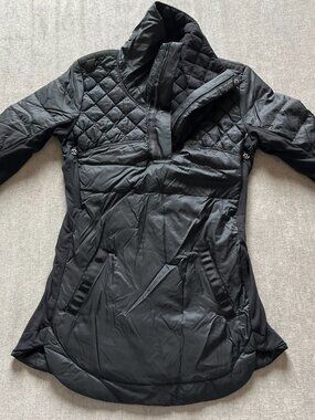 Lululemon What The Fluff Puffer Jacket Women Sz 4 Black Goose Down Fill Quilted